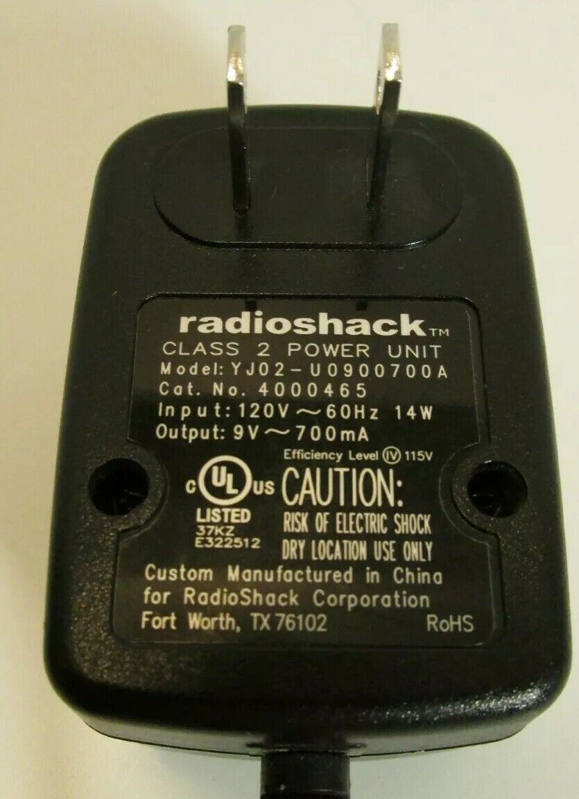 NEW Radioshack YJ02-U0900700A Power Supply Adapter Charger AC 9V 700mA